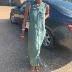 Green casual dress